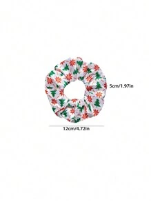 10pcs Christmas Intestine Hair Scrunchies, Soft Ponytail Holders, Cute Printed Elastic Hair Bands, Suitable For Girls, Great For Christmas, Gifts, Friends ,Hair Ties - Multicolor - View 2