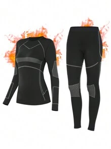 Ropa interior térmica para mujer Juego de camiseta y pantalón largo de capa base para clima frío