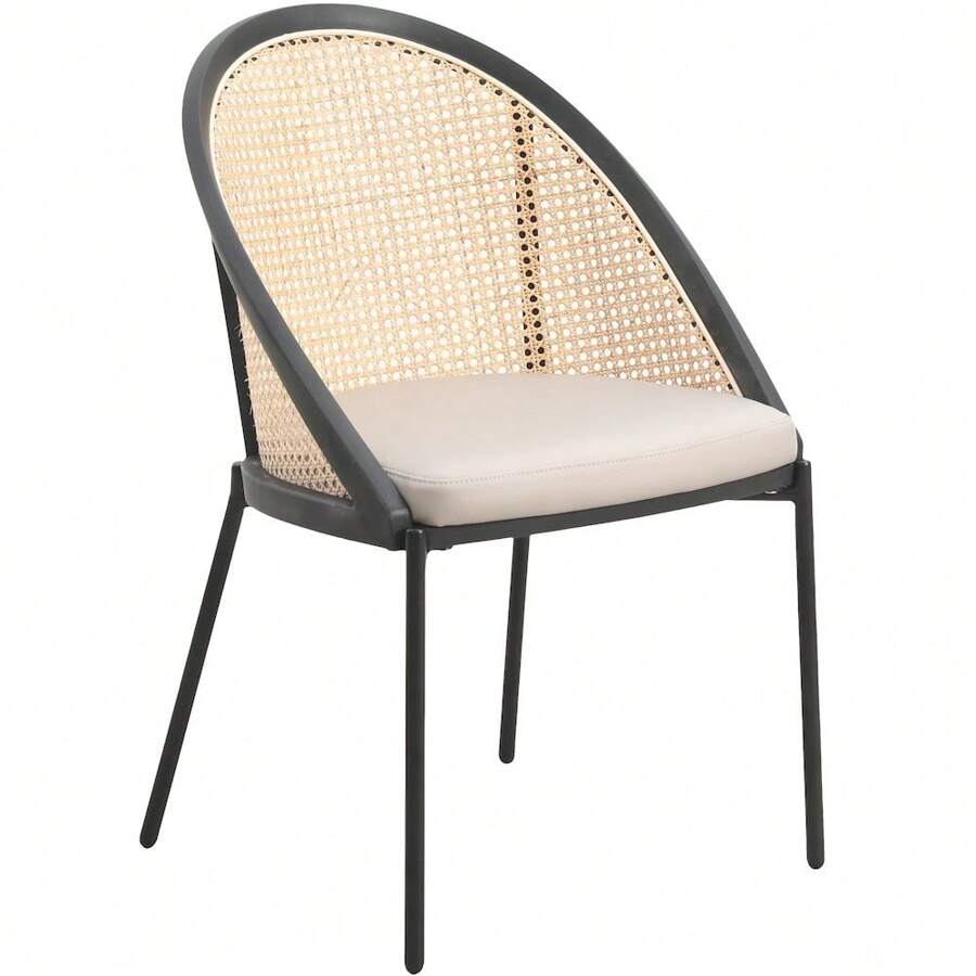 LeisureMod Urbane Collection Modern Dining Chair With Wicker Back In ...