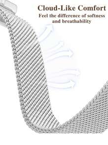 1 件兼容 表带，经典时尚设计金属 D 形装饰不锈钢磁性透气网状表带，银色，适用于 Ultra 3 2 1 SE S10 S9 S8 S7 S6 S5 S4 S3 S2 S1 系列，38 毫米 40 毫米 41 毫米 42 毫米 44 毫米 45 毫米 46 毫米 49 毫米，男女通用配件 - 銀色 - 查看 10