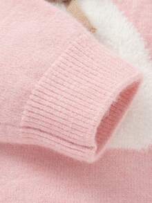 Balabala Girls' Wool Sweater Colorblock Loose Fit Fashion For Fall/Winter 2024 - Pink - View 6