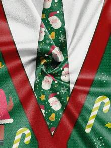 Men's Christmas Graphic Drop Shoulder Crew Neck Sweatshirt - Multicolor - View 4