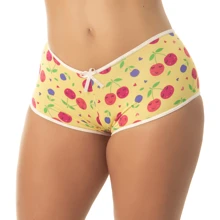 Kit 3 Panties Briefs Lingerie Thong Shorts Cotton Women's Briefs Sexy Lingerie - Multicolor - View 5