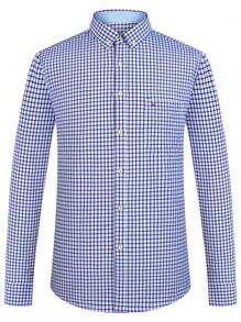 1 Stück Herren Karohemd aus Oxford, Langarm, Lässig, Frühling, Herbst