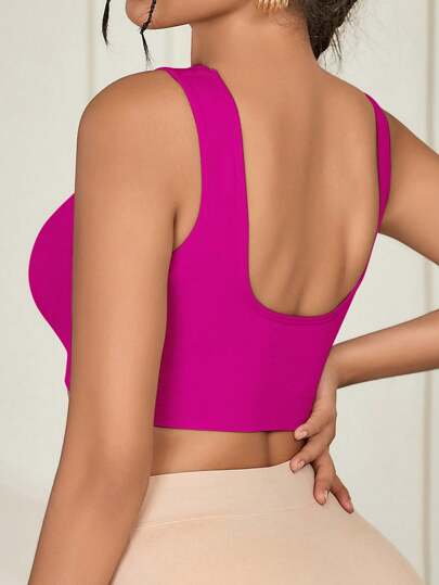Women Seamless Com Tafel Single Layer Thin Removable Pad Sports BH view 2