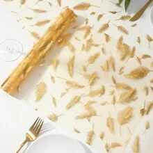 1 卷金属金色欧根纱桌旗，简约纯色设计，适合派对、婚礼和节日装饰，可剪裁和包装作为礼物，适合桌椅装饰 - 金色 - 查看 32
