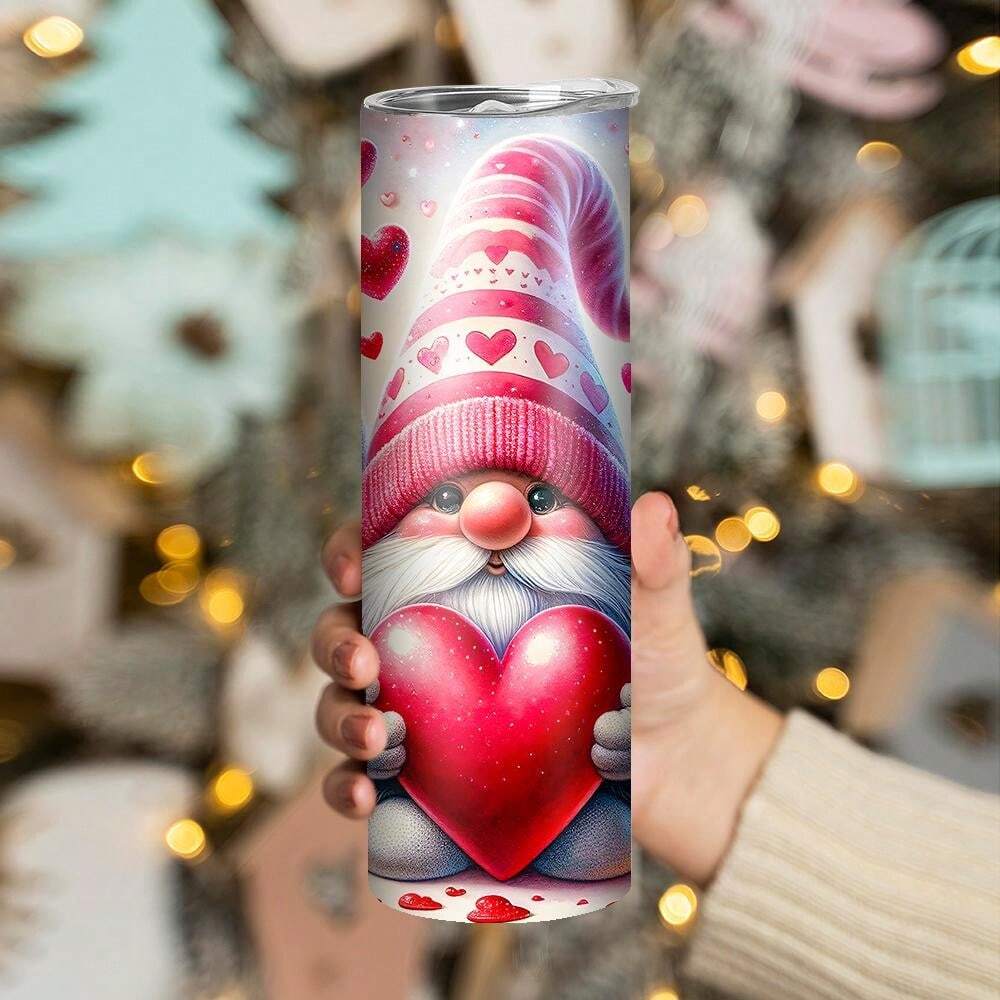 1 Pc Valentine's Day Love Dwarf Tight Car Cup, With Cup Lid, Straw