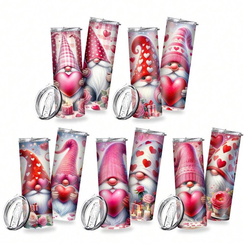 1 Pc Valentine's Day Love Dwarf Tight Car Cup, With Cup Lid, Straw