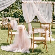 1pc Elegant Pink Sheer Curtain, 26.2ft Chiffon Drape Fabric For Wedding Arch Decor, Party And Event Backdrop, Hanging Wall Decor