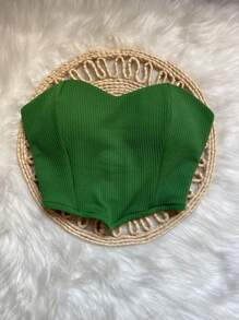 Crepe Knit Top | Strapless - màu xanh lá - Xem 1