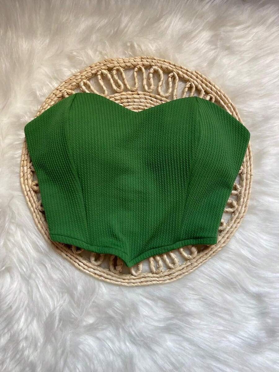 Crepe Knit Top | Strapless - màu xanh lá - Xem 1