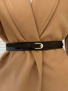 Women's Metal Buckle Brown Leather Belt, Suitable For Summer, School, Autumn, Halloween And Other Occasions - Black - View 14