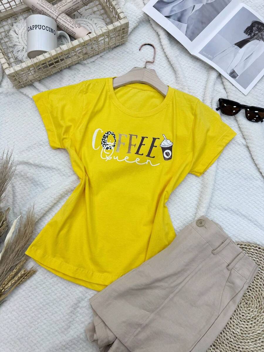 100% Cotton Women's Clothing - 黃色 - 查看 1
