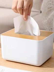 1 pièce Boîte à mouchoirs simple en bambou et bois, support à serviettes pour comptoir de salon