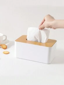 1 pièce Boîte à mouchoirs simple en bambou et bois, support à serviettes pour comptoir de salon