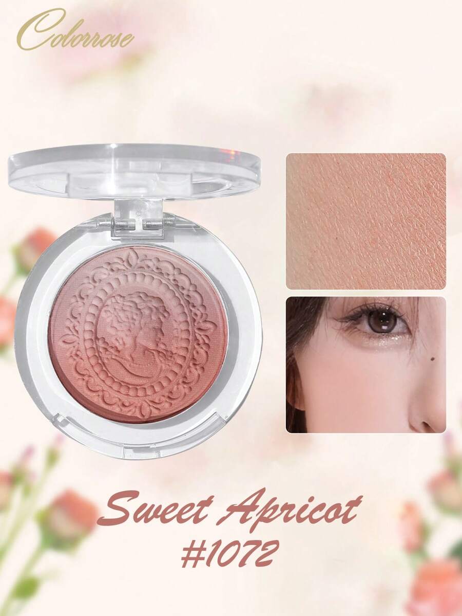 COLORROSE Gradient Blush, Flash Glow Cheeks Powder Blush, Highly Pigmented, Blendable,Bright Shimmer Face Blush, Light, Smooth, Highlighter And Eyeshadow All In One, Facial Beauty Cosmetic Makeup - 1072 Sweet Apricot - View 1