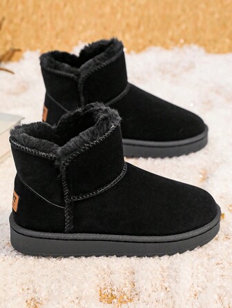 Unisex Thick Thermal Lined Snow Boots, Warm Plush High Top Outdoor Anti-Slip Ankle Boots, Thick Sole Casual Couple Winter Fur Boots