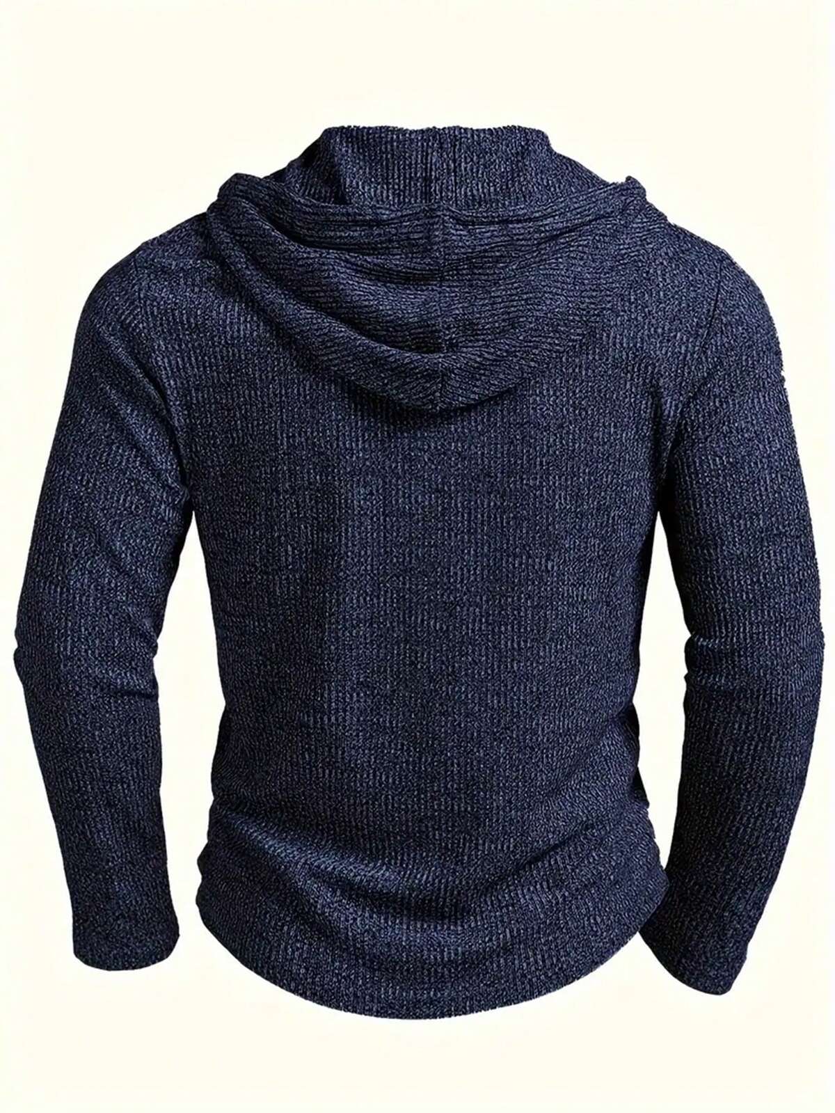 Sweat-shirt-shirt à capuche Henley avec coutures contrastées et élastique texturé pour hommes, décontracté pour les sports de plein air, pour l'automne, Top à manches longues 6