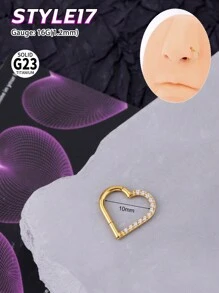 1pc Y2k Titanium Antlers Heart Nose Ring Hypoallergenic Segment Seamless Septum Jewelry Crown Bow Chain Nose Ring Hoop Triple Triangle Daith Helix Earrings Teardrop Septum Clicker Ring 10mm Nose Ring Hoop Horseshoe Septum Jewelry Hinged Clicker Ring Rook Earrings For Septum, Helix, Rook, Tragus, Daith, Cartilage Earring For Women Girls Christmas Gift Christmas Piercing Body Jewelry For Party Dates Daily Wear