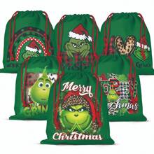 GRINCH 1 buc. Flori imprimate pe două fețe de Crăciun Pachet de pungi cadou de Anul Nou Buzunar Cadou de lenjerie; Cadou de aniversare, Pungi de hârtie kraft, Prima zi de naștere, Crăciun, Cadouri de Crăciun, Pungi pentru cadouri de Crăciun, Cutie de Crăciun mare, Hârtie de împachetat roz de Crăciun, Cutie cadou mică