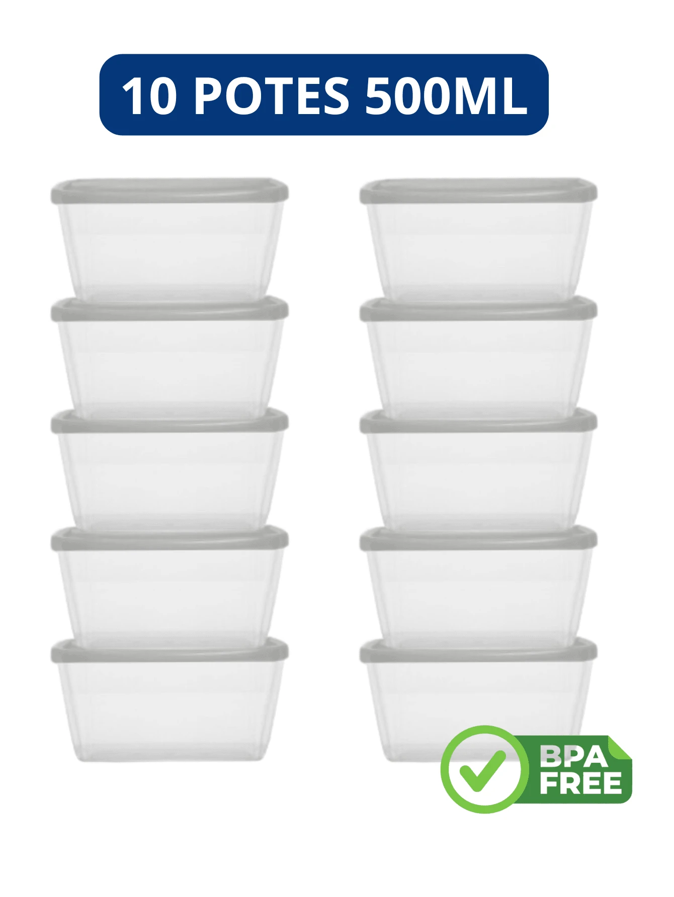 10 500ml Rectangular Jars Microwave Freezer Fitness Lunch Box Packaging