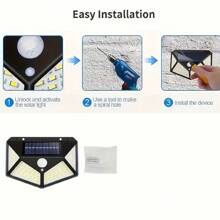 1/2/4/6/8pcs 100LED/3 Modes 270° Lighting Angle Motion Sensor Security Lights Wall Lights Solar Powered,  Solar Lights Outdoor, Bright For Backyard Garden Fence Patio Front Door For Hotel