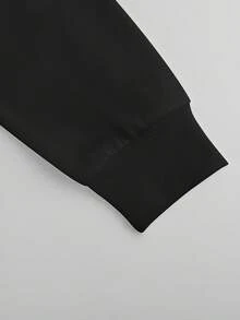 Oversized Style For Women, Dog MAMA Dog Lover Long Sleeved Hoodie, Long Sleeve Sweatshirt, Popular Dog Quotes Hoodie, Gift For Friend Hoodie, A Double-Layer Hood Hoodie, Fleece Lining For Excellent Warmth - 黑色 - 查看 4