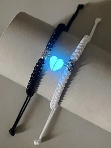 ATLVXJL Bộ 2 vòng tay hình trái tim phát sáng trong bóng tối, phụ kiện trang sức unisex, quà tặng cho mẹ, Ngày của Mẹ. - Nhiều màu - Xem 3