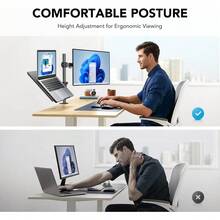 Monitor Arm With Laptop Tray For 13 To 32 Inch Screen & 17 Inch Notebook, Monitor And Laptop Stand, Monitor Arm Desk Mount Fits VESA 75/100 - 1 - Ver 4