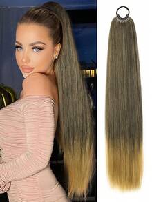 Tóc đuôi ngựa nối dài 26"/34", Dây thun đa năng màu Nâu sẫm Đen Vàng Nâu gỉ Đỏ tía Tóc đuôi ngựa nối dài Chịu nhiệt cho phụ nữ Tóc thẳng dài Tự làm Quấn quanh Tóc đuôi ngựa tổng hợp mềm mại tự nhiên Giáng sinh, Năm mới, Lễ hội hóa trang, Lễ hội âm nhạc - Nhiều màu - Xem 13