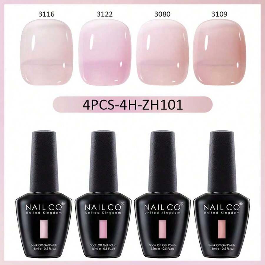 Bộ sơn móng tay dạng gel trong suốt NAILCO màu hồng xanh lá cây xanh lam cam vàng 15ml Bộ 4 lọ sơn khô dưới đèn UV dành cho tiệm làm móng chuyên nghiệp Quà tặng cho bé gái - Nhiều màu - Xem 1