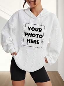 Customized Personalized Women's Sweatshirts - Add Your Own Text (Slogan/Logo/Statement/Life Motto/Attitude) To Design Your Unique Printed Sweatshirt - White - View 1
