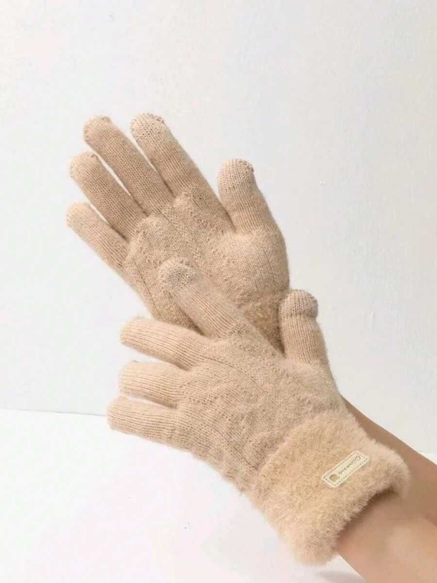 1 par de guantes térmicos acolchados, guantes de invierno cálidos, simples y versátiles - Multicolor - Ver 1