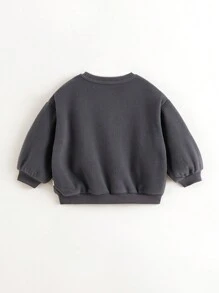 MARC&JANIE 男童户外登山服防静电柔软抓绒口袋拼接卫衣，秋冬季 - 深灰色 - 查看 8