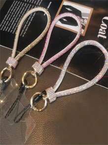 1 件短款织物水晶手机挂绳，适合搭配手机壳，送给母亲、家人、朋友、生日、节日的礼物，手机挂饰，手机链 - 彩色 - 查看 1