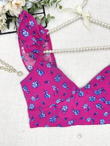 ELLIE Cropped Top With Padding\Back With Tie\Women's Fashion - hoa hồng - Xem 3