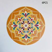 双面皮革杯垫和餐垫，波西米亚风格印花隔热防水咖啡垫，圆桌装饰垫 - 彩色 - 查看 16