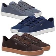 Kit 3 Men's Social Sport Sneakers, Thin, Elegant, Soft, Durable, Cheap - 藍色 - 查看 1