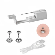 Set de 5 piezas de kit profesional de perforación corporal, pistola de perforación de acero inoxidable apta para el ombligo