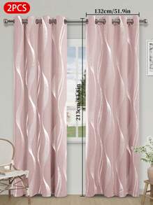 2 件银色箔波浪遮光窗帘，隔热，适用于客厅、卧室、阳台和其他装饰窗户 - 多色-A - 查看 31