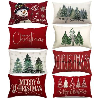 1pc Capa de Almofada Estampada com Tema de Natal, Almofada Lombar Quadrada de Veludo Minimalista com Zíper Oculto e Impressão de um Lado, Sem Encarte de Almofada, Adequado para Festa de Natal, Sala de Estar, Quarto, Exterior, Decoração de Sofá