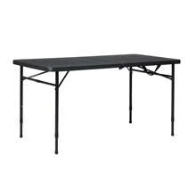 4 Foot Fold-In-Half Adjustable Folding Table, - Black - View 2
