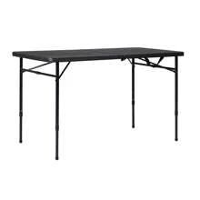 4 Foot Fold-In-Half Adjustable Folding Table, - Black - View 1