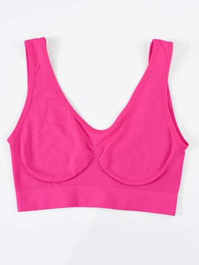 Women Seamless Com Tafel Single Layer Thin Removable Pad Sports BH view 5