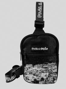 Pega A Visao Men's Shoulder Bag Mini Crossbody Bag Toiletry Bag Favela Small Catch The Eye - Đen và trắng - Xem 5