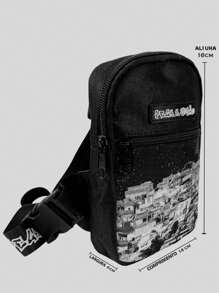 Pega A Visao Men's Shoulder Bag Mini Crossbody Bag Toiletry Bag Favela Small Catch The Eye - Đen và trắng - Xem 4