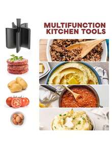 1 件肉类切碎机升级汉堡切碎机优质耐热肉类捣碎机适用于汉堡肉、碎牛肉粉碎机尼龙肉类粉碎机工具不粘混合切碎机汉堡粉碎机安全 - 黑色 - 查看 4