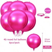 6 件/包 22 英寸 4D 铝箔气球圆形球形聚酯薄膜气球镜面金属气球适用于婚礼、生日、周年纪念、毕业装饰派对用品 - 彩色 - 查看 14