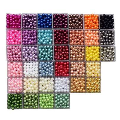 Kit 15 pacotes 1500pçs pérola 6mm com furo miçanga artesanato CORES SORTIDAS