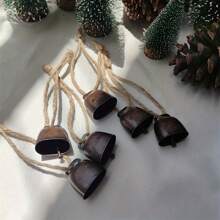1 set/6 pièces Clochettes de traîneau en fonte, ornements d'arbre de Noël au son cristallin, clochettes suspendues à une corde de jute pour la décoration saisonnière, usage polyvalent pour Halloween, Pâques, Thanksgiving - Fêtes de campagne, animaux de compagnie et bétail, cadeau pour la Saint-Valentin pour femme, anniversaire pour petite amie ou petit ami